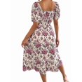 thumbnail image 6 of Women Summer Ruffle Off Shoulder Floral Midi Dress Summer Smocked Beach Flowy Long Dresses White M, 6 of 9