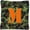 Camo Green, variant on Letter M Initial Monogram - Maroon and White Fabric Decorative Pillow