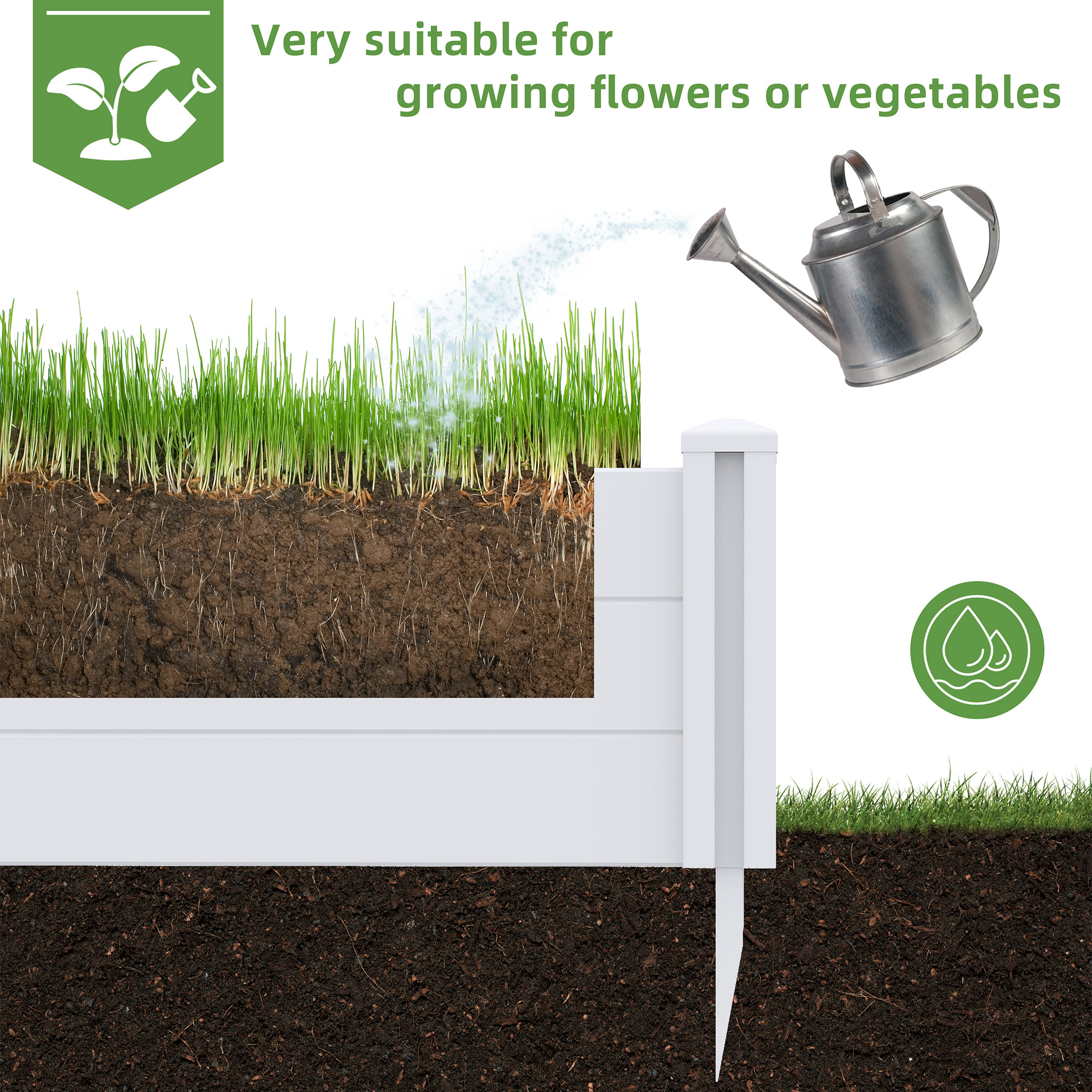 MAYEERTY Multipurpose White PVC Rectangular Garden Fence For Flowers, Vegetables, Pet & Poultry Nests