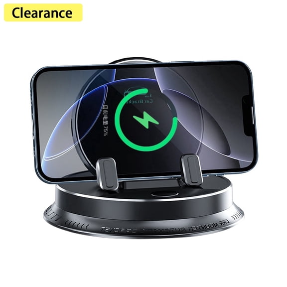 Elnone Dashboard & Windshield Wireless Charging Car Phone Mount, One-Touch Adjustable Angle Holder for All Smartphones