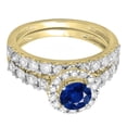 thumbnail image 2 of Dazzlingrock Collection 14K Round Blue Sapphire & White Diamond Bridal Halo Style Engagement Ring Set, Yellow Gold, Size 7, 2 of 5