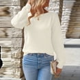 thumbnail image 3 of Women's Long Sleeve Neck Crochet Pullover Sweater, 3 of 9