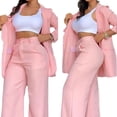 thumbnail image 5 of Conjunto de chaqueta elegante para mujer, abrigo con cuello con muescas y pantalones de diseño de bolsillo, traje de trabajo de dos piezas, moda de otoño, nuevo, 5 of 5