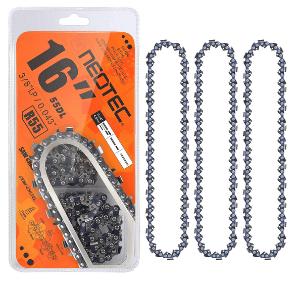 NEOTEC 16 inch Chainsaw Chain 3/8" LP .043" Semi-Chisel Replacement Chain fit for Stihl MS170 MS180 - R55 (3-Pack)