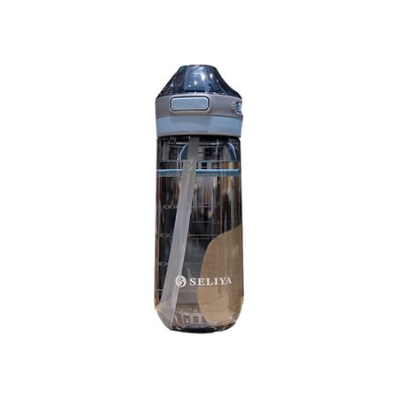 

2023 Newly Large Capacity Fitness Sports Water Bottle with Straw Cup with Straw Cup with Graduated Flat Spout Edibility Grade Plastic Leakproof Popup Cap forGym Outdo Blue