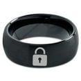 thumbnail image 2 of Tungsten Privacy Padlock Lock Band Ring 8mm Men Women Comfort Fit Black Dome Brushed Polished, 2 of 4
