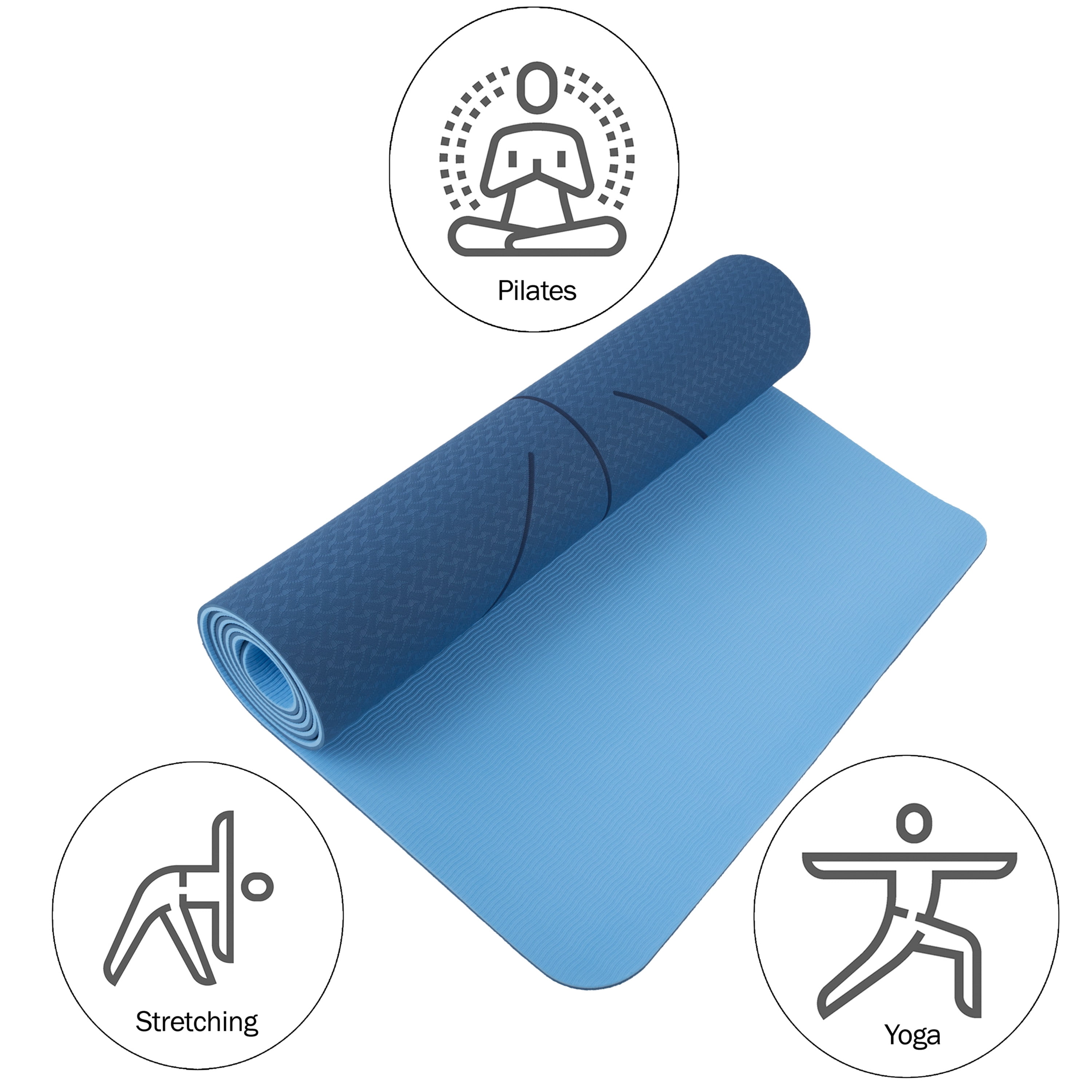 Non-Slip Yoga Mat with Alignment Marks '? Lightweight Exercise Mat with Carry Strap for Ho