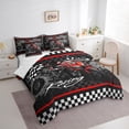 thumbnail image 2 of Manfei Motorcycle Dirt Bike Twin Bedding Sets 7pcs for Men Boys, Racing Flag Bedding Comforter Set, Black White Red Sheet Sets, Super Cozy Room Decor, 2 of 7
