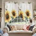 thumbnail image 2 of Vintage Yellow Sunflowers Swag Valances for Windows 2 Pack American Pastoral Style Swag Kitchen Curtains 36 Inches Long Rod Pocket Short Window Treatment for Kitchen Bathroom 28"x36", 2 of 8