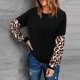 thumbnail image 2 of Sudadera de mujer de manga larga con estampado de leopardo y cuello redondo para el hogar al aire libre negro M, 2 of 5