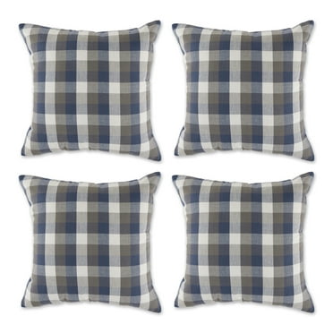 Contemporary Home Living French Check Outdoor Patio Throw Pillow Covers - 18" - Set of 4