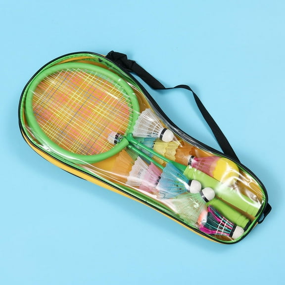 GOOHOCHY 1 Set Badminton Racket Badminton Training Tool Outdoor Sports Playing Toy Set with Bag for Children with 15pcs Badmintons (Random Color)