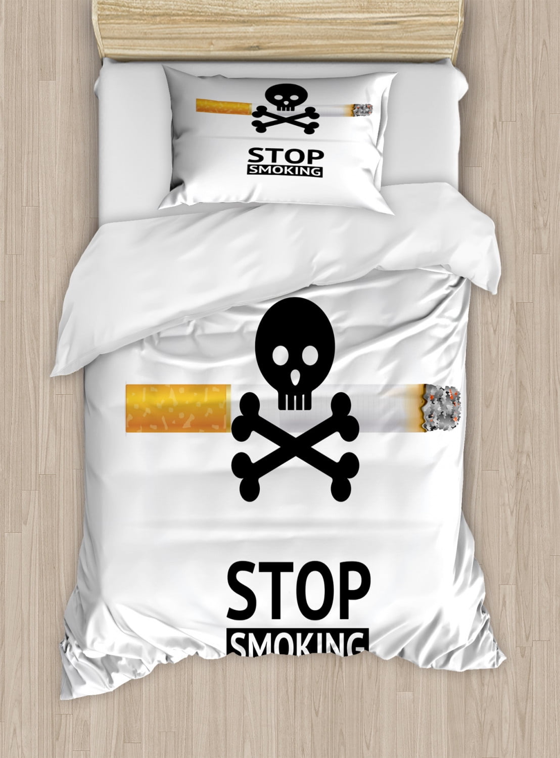 Skull Smoking Duvet Twin Size, Danger About Health Issues and Cigarette on Background, Decorative 2 Piece Bedding Set with 1 Pillow Sham, Off White Charcoal Grey, Ambesonne - Walmart.com