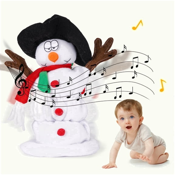 Animated Singing Dancing Snowman Plush Toy with 6 Christmas Songs, Musical Christmas Snowman Decoration for Holiday Party Home Desk Decor Gift