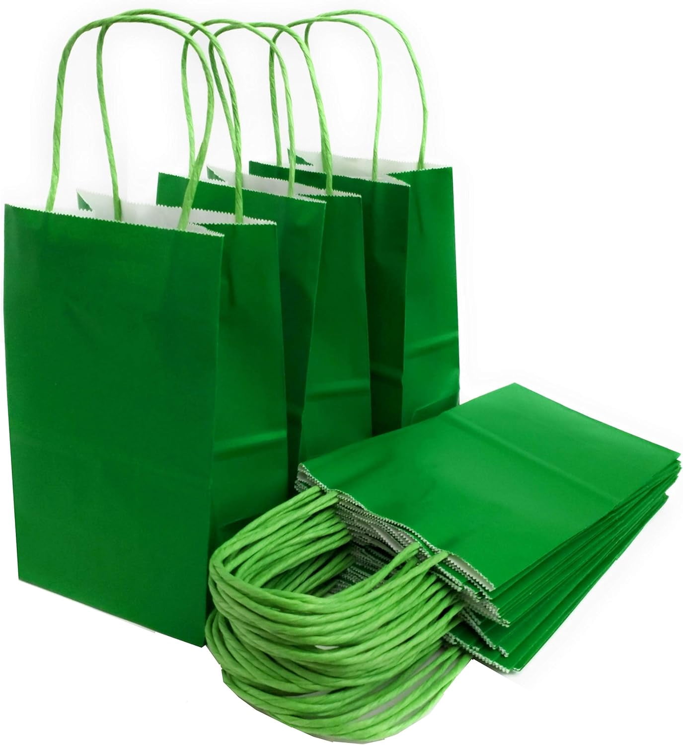 Bags 24pcs 5.25x3.5x8.5 Inches, Paper Bags with Handles for Birthday, Wedding  Favors, Bachelorette , Paper Tote Bags for Any  Themes, Small Green