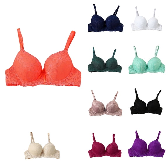 Loopsun Womens Daily Bra, Thin Bras for Ladies, Women's Underwire Mesh Lace Lightweight Push Up Soft Comfortable Everyday Bra Black, M