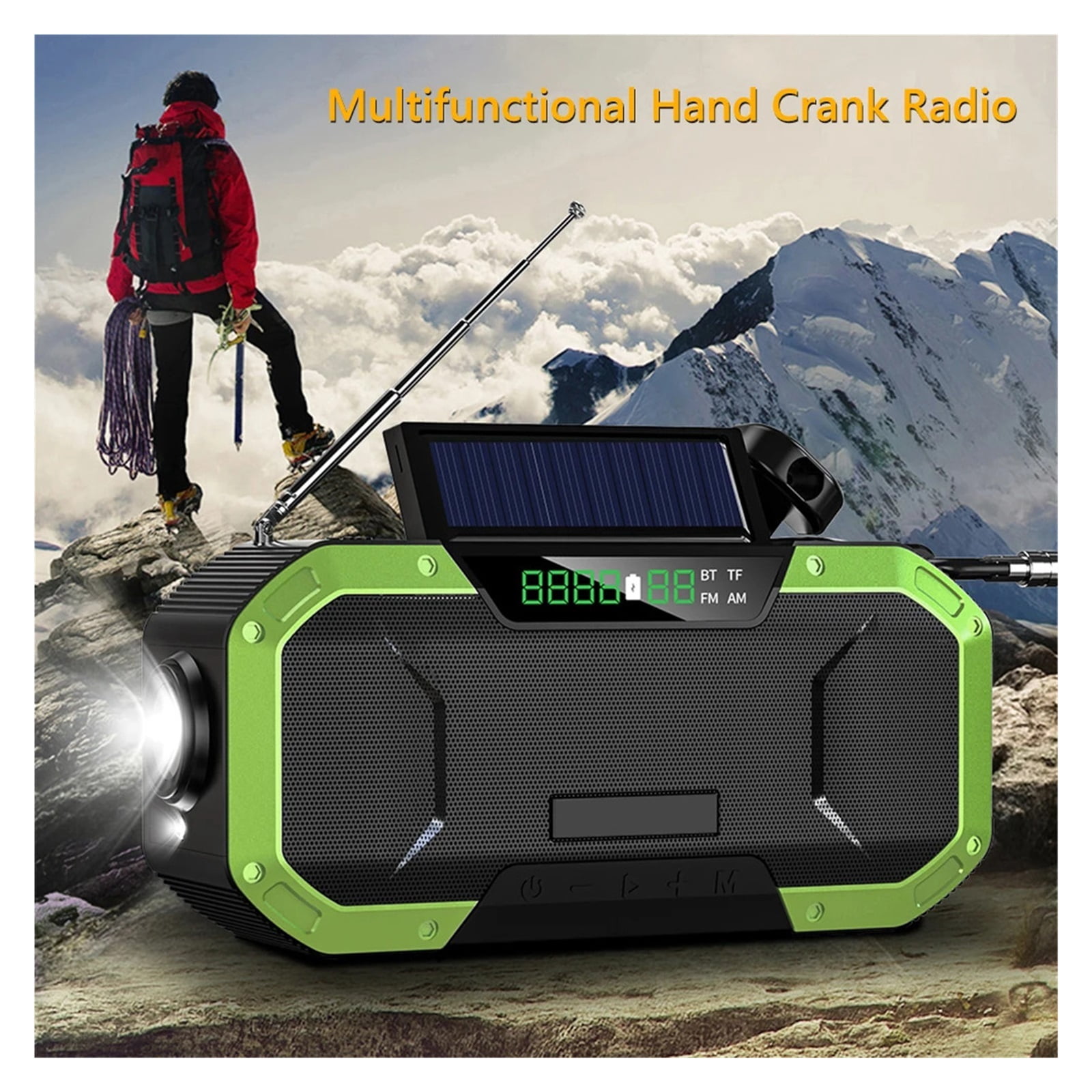 Portable Multifunctional 5000mAh Solar USB Power Bank With Hand-cranked Power Generation And Automatic Channel Search For Emergency Radio ,Listen Anytime, Anywhere