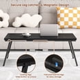 thumbnail image 6 of Flycity No Assembly Folding Coffee Table, Leg Latches Portable Sturdy Floor Table Desk for Sitting on the Floor, Low Coffee Table for Living Room, Home, Office, Black, 41.34"x21.65"x15.75", 6 of 9