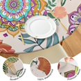 thumbnail image 4 of Stretchable Round Table Cover with Boho Floral Pattern - Colorful Elastic Edge Tablecloth - Fits 52 to 56 Inch, 4 of 7