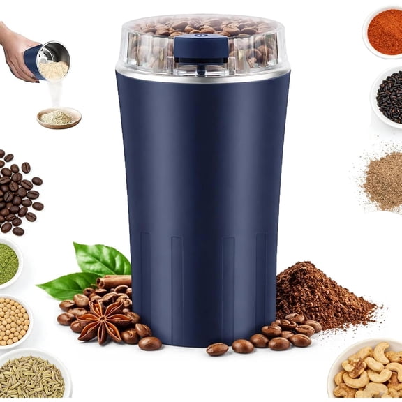 Spice Grinder Electric - 2026 New Electric Grain Grinder Mill, Household Superfine Grinder, Stainless Steel Pulverizer, 8-Blade Steel Cutter, One-Touch Start for Grains, Corn, Wheat, Coffee (Blue)