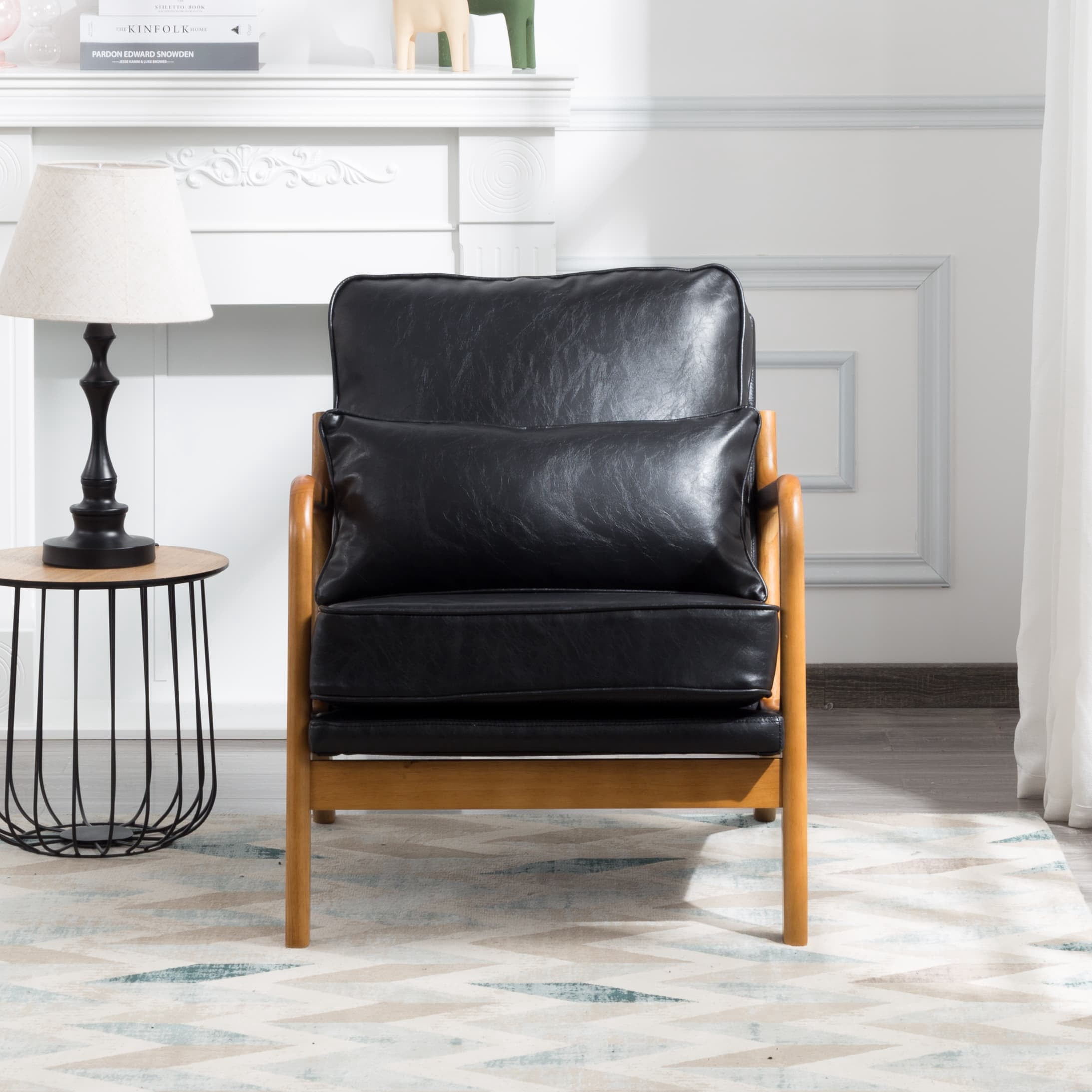 BSHTI Accent Chair,Mid-Century Styles,High-Density Sponge,Solid Wood,Non-Slip Leg,Cushions are Removable Black Colour,Perfect for Living Room,Bedroom,Office