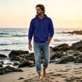thumbnail image 2 of TQWQT Mens Solid Pullover Hoodie Drawstring Hooded Sweatshirt with Kangaroo Pocket Drop Shoulder Loose Long Sleeve Casual Tops Fall Clothes Navy S, 2 of 8