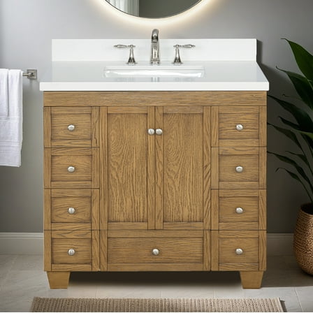 Lavanti Depos Solidwood 36-inch Bathroom Vanity with Sink - Stylish Gray Oak