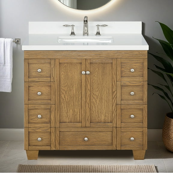 Lavanti Depos Solidwood 36-inch Bathroom Vanity with Sink - Stylish Gray Oak