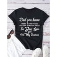 thumbnail image 1 of Letter Print Crew Neck T-shirt, Short Sleeve Casual Top For Summer & Spring, Women's Clothing, 1 of 5