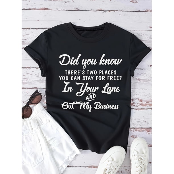Letter Print Crew Neck T-shirt, Short Sleeve Casual Top For Summer & Spring, Women's Clothing