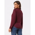 thumbnail image 4 of Blusa con cuello con volantes Allegra K Burdeos Talla XL, 4 of 6