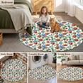 thumbnail image 5 of Strawberry Round Area Rug 7 FT, Non Slip Living Room Area Carpet, Summer Botanical Blue Spring Floral Washable Soft Circular Rug Non-Shedding Floor Carpet for Bedside Office Play Room Classroom, 5 of 9