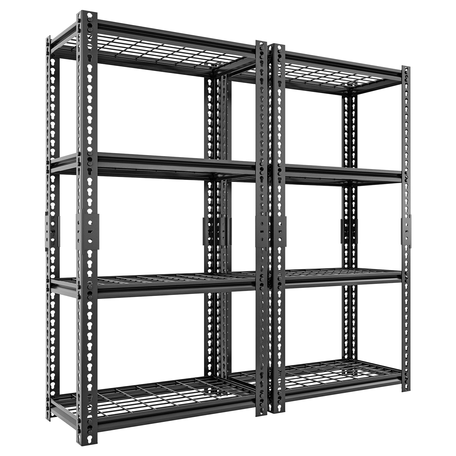 4 Shelves Adjustable Storage Steel Wire Shelves Black, 63" Tall Steel Wire Shelving Unit Heavy Duty Utility Racks for Garage Basement Kitchen Closet Oganization, 3200 lbs Capacity, 2PC