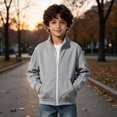 thumbnail image 5 of JZEJING Boys Fall Jacket Stand Collar Long Sleeve Lightweight Zip up Coat with Pocket Kids Clothes Boys, 5 of 6