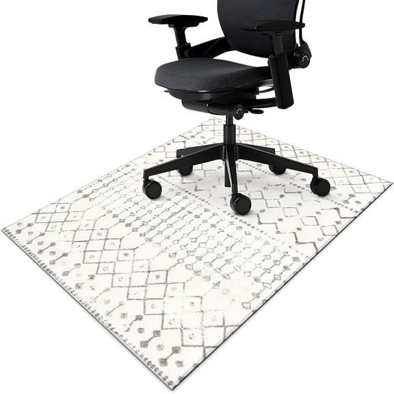 LAMIRO Office Chair Mat for Hardwood & Tile Floor,Boho Moroccan 60"x48" Computer Chair Mat for Rolling Chairs Carpet,Under Desk Non Slip Gaming Rug,Low-Pile Rubber Backing Large Protector Mat