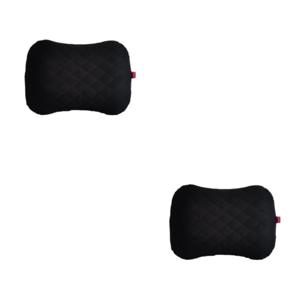 Greeniant Almohada inflable ultraligera para viaje, Camping, viaje, cojín, almohadas de aire, reposacabezas de coche, funda con correa fija, Negro 2piezas