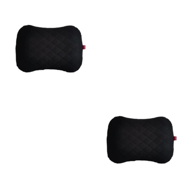 Wosthever Almohada plegable inflable, dispositivo de viaje, cojín, almohadas de aire, reposacabezas de avión para coche, funda con correa fija, Negro 2Conjunto