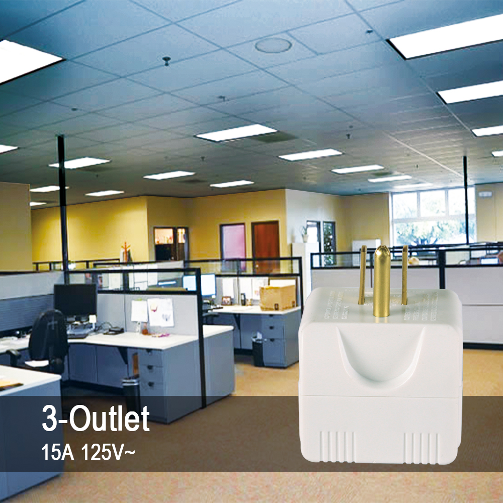 Hyper Tough 3-Outlet Grounded White Cube Adapter, 15 Amps - image 3 of 7
