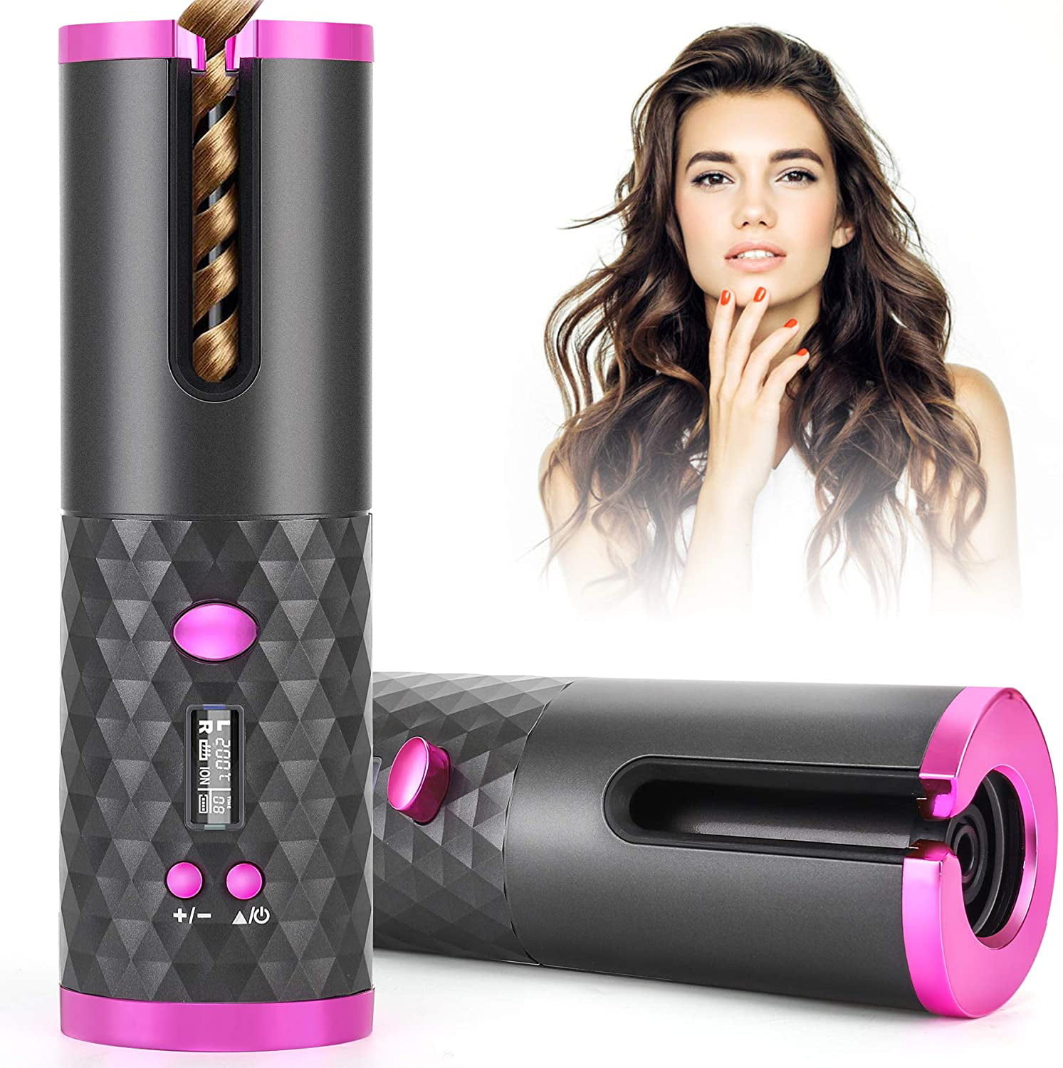 Cordless Automatic Hair Curler, Portable Curling Wand for Hair Styling  Anytime, Anywhere, Rechargeable Auto Hair Curler with 6 Temperature & Timer  Settings - Walmart.com