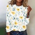 thumbnail image 2 of Women's Long Sleeve Tops 2026 Spring Trendy Floral Printed Tees Shirts Ladies Dressy Blouses Casual Loose Clothing, 2 of 4