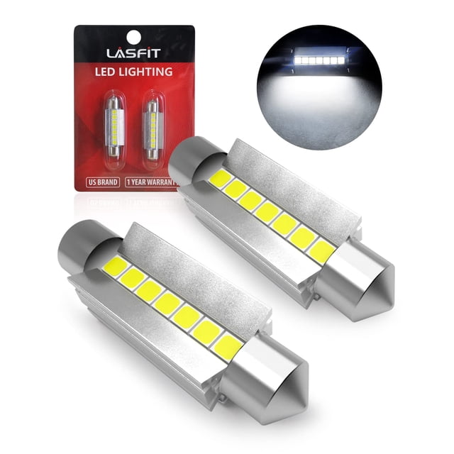 Festoon LED LASFIT de 42 mm, 6000 K, 2 unidades, luz blanca para coche
