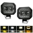 thumbnail image 3 of Trajes de faros de coche Barra de luz LED, 2 piezas 120 W 18000 LM luces de conducción superbrillantes luces antiniebla impermeables cápsulas LED cuadradas con luz ámbar DRL para coche motocicleta SUV, 3 of 8
