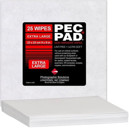 UPC: 0795122050124 | PEC-PAD Lint Free Wipes 9”x9” Extra Large Non-Abrasive Ultra Soft Cloth for Cleaning Sensitive Surfaces. Camera  Lens  Filters  Film  Scanners  Telescopes  Microscopes  Binoculars. (25 Sheets Per/Pkg)