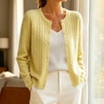 thumbnail image 4 of Brnmyaeo Women's 2026 Fall Cable Knit Cardigans Crew Neck Button Down Front Sweaters Casual Long Sleeve Soft Stretchy Open Front Outerwear, 4 of 6