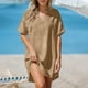 thumbnail image 5 of Vestido de Manga Larga para las Mujeres Caída Color Sólido Solapa Bolsillo de Manga Corta, Vestido Corto de Manga Larga para las Mujeres Longitud de Rodilla Casual, 5 of 8