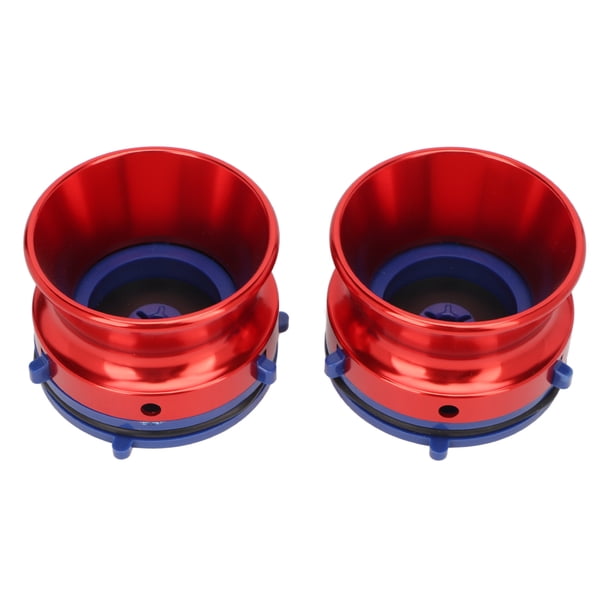 M Buder Par De Adaptadores De Cubo NAB De 10 Pulgadas (25.4 cm) De Aleación De Aluminio Pulido Para Grabadoras De Cinta De Carrete A Carrete Rojo Espectacular