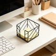 thumbnail image 5 of Geometric Memo Cube Holder, Oimcto Post Note Dispenser & Desk Organizer for Home, Rose Gold Metal Note Holder for 3 x 3 Inch Sticky Notes, Compact Desktop Storage, Black, 5 of 9