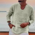 thumbnail image 2 of vdgthytj Fall Shirts for Men Big and Talls Casual Long Sleeve V Neck Tees Loose Solid Color Distressed T Shirts, 2 of 6