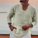thumbnail image 1 of pstuiky Camisas de invierno de manga larga para hombre, Camiseta de manga larga con cuello en V para hombre, color liso, a la moda camisetas de hombre xxl, 1 of 6