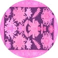 thumbnail image 1 of Ahgly Company Indoor Round Abstract Pink Modern Area Rugs, 4' Round, 1 of 4